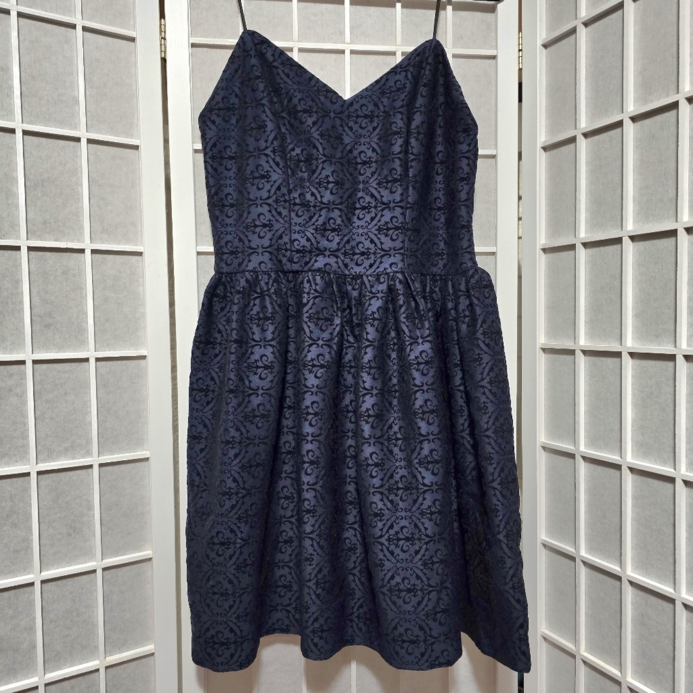 #33.Aqua blue and black skater dress